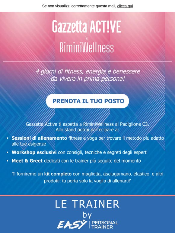 Gazzetta Active a RiminiWellness, prenota il tuo posto!