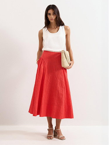 Carey Red Check A Line Skirt