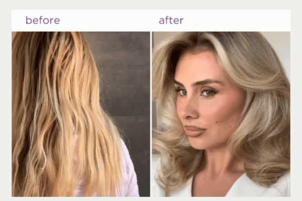 @hollymcallisterrr's BLONDE transformation using our BLONDE Purple Brightening Range