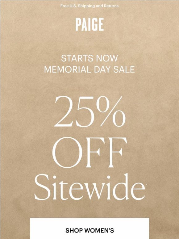 Memorial Day Sale: 25% Off Sitewide