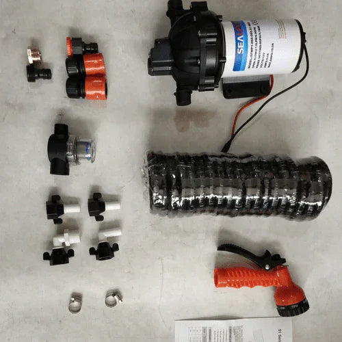 6.6GPM Washdown Pump Kit 12V Wash Pump w/ Hose Nozzle For Caravan RV Marine Boat