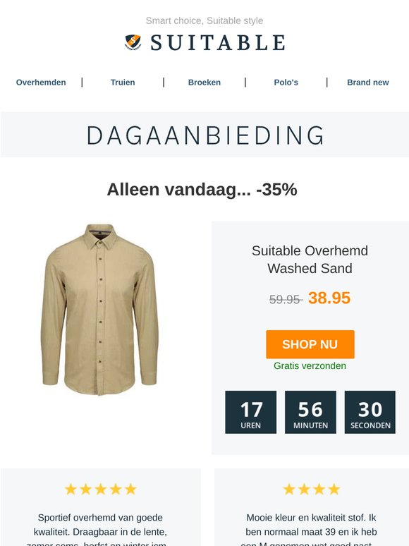 Alleen vandaag: Suitable Overhemd Washed Sand