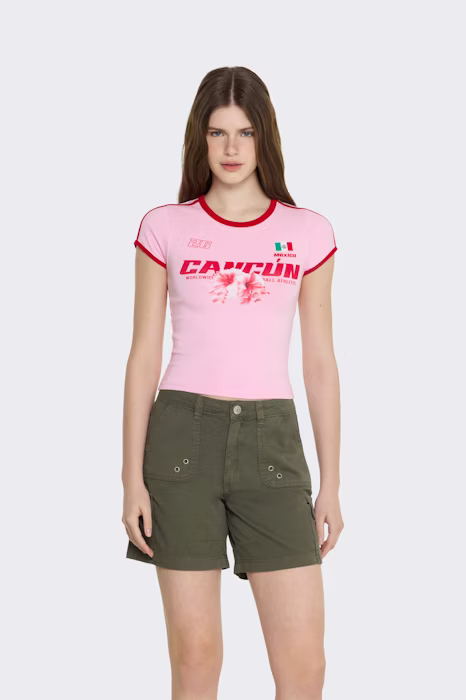 Camiseta casual polinesia camiseta futbol flor mujer