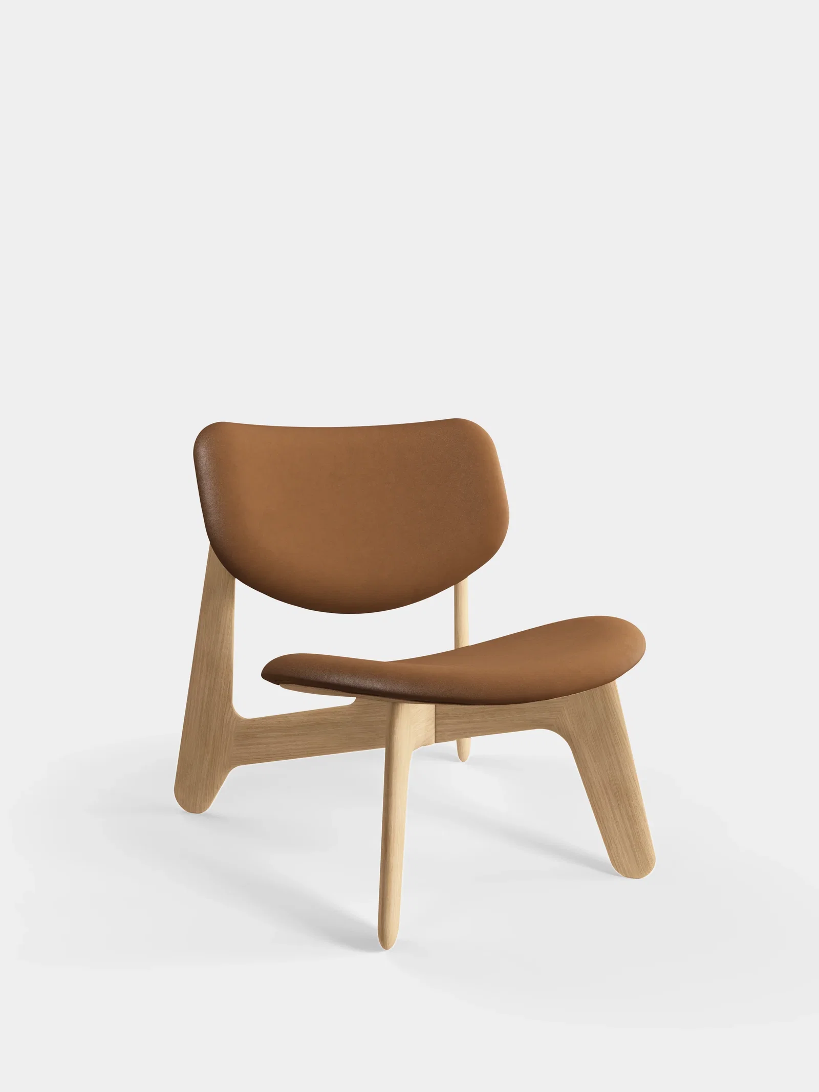 Image of Slab Lounge Chair | Natural Brushed Oak & Cognac Leather (US)
