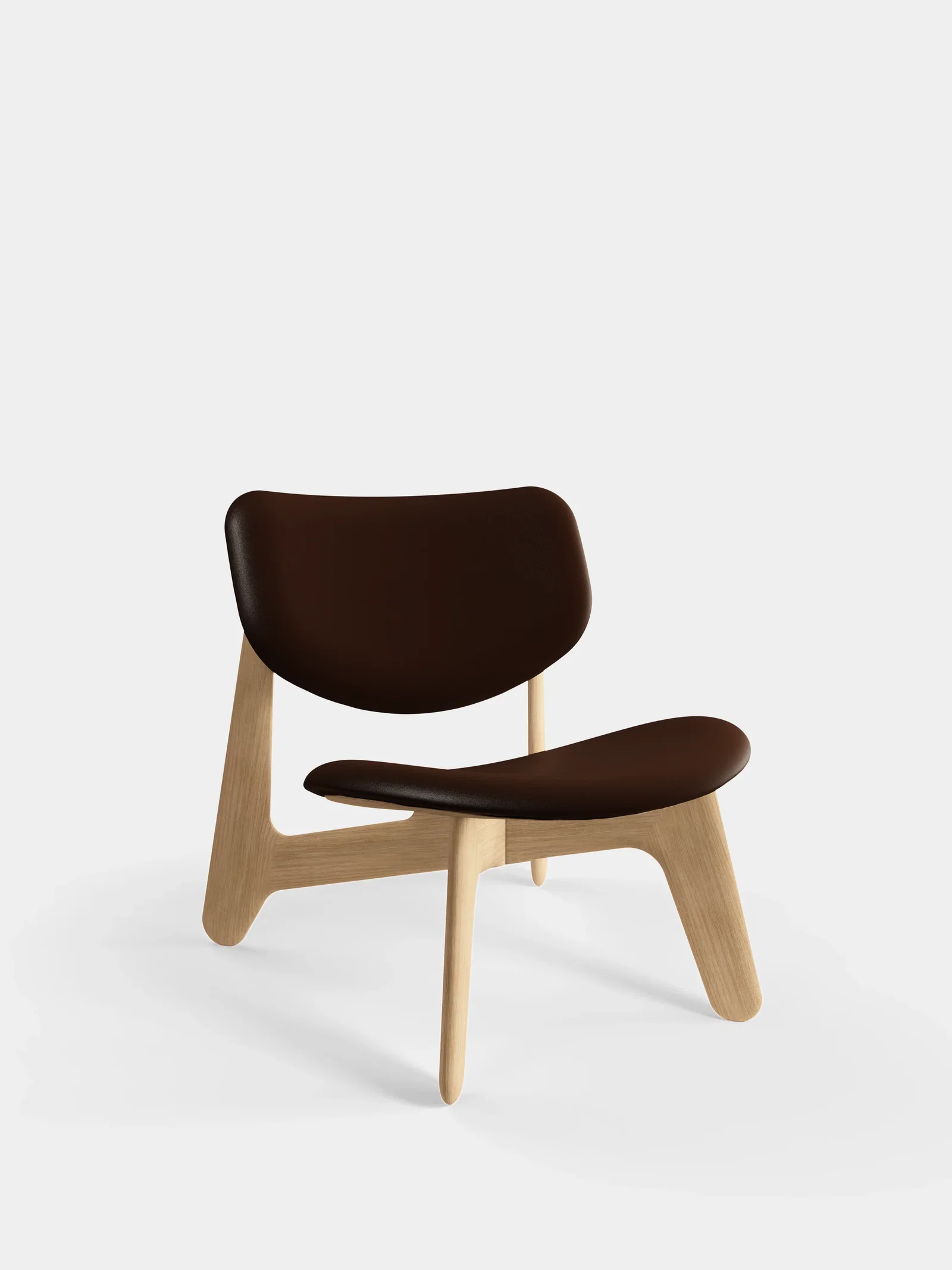Image of Slab Natural Wood Lounge Chair | Brown Choko Leather (US)