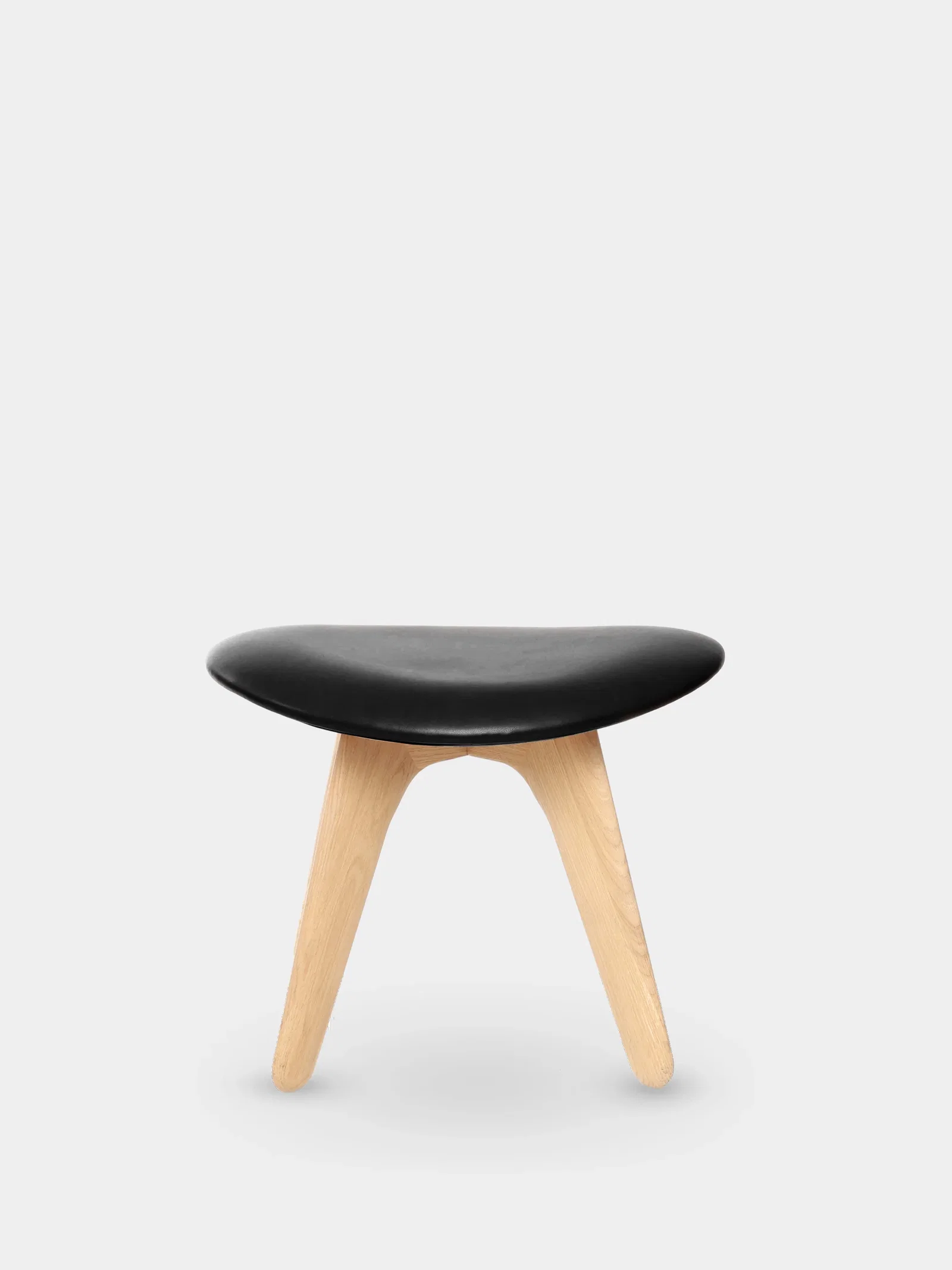 Image of Slab Ottoman | Natural Brushed Oak & Black Leather (US)