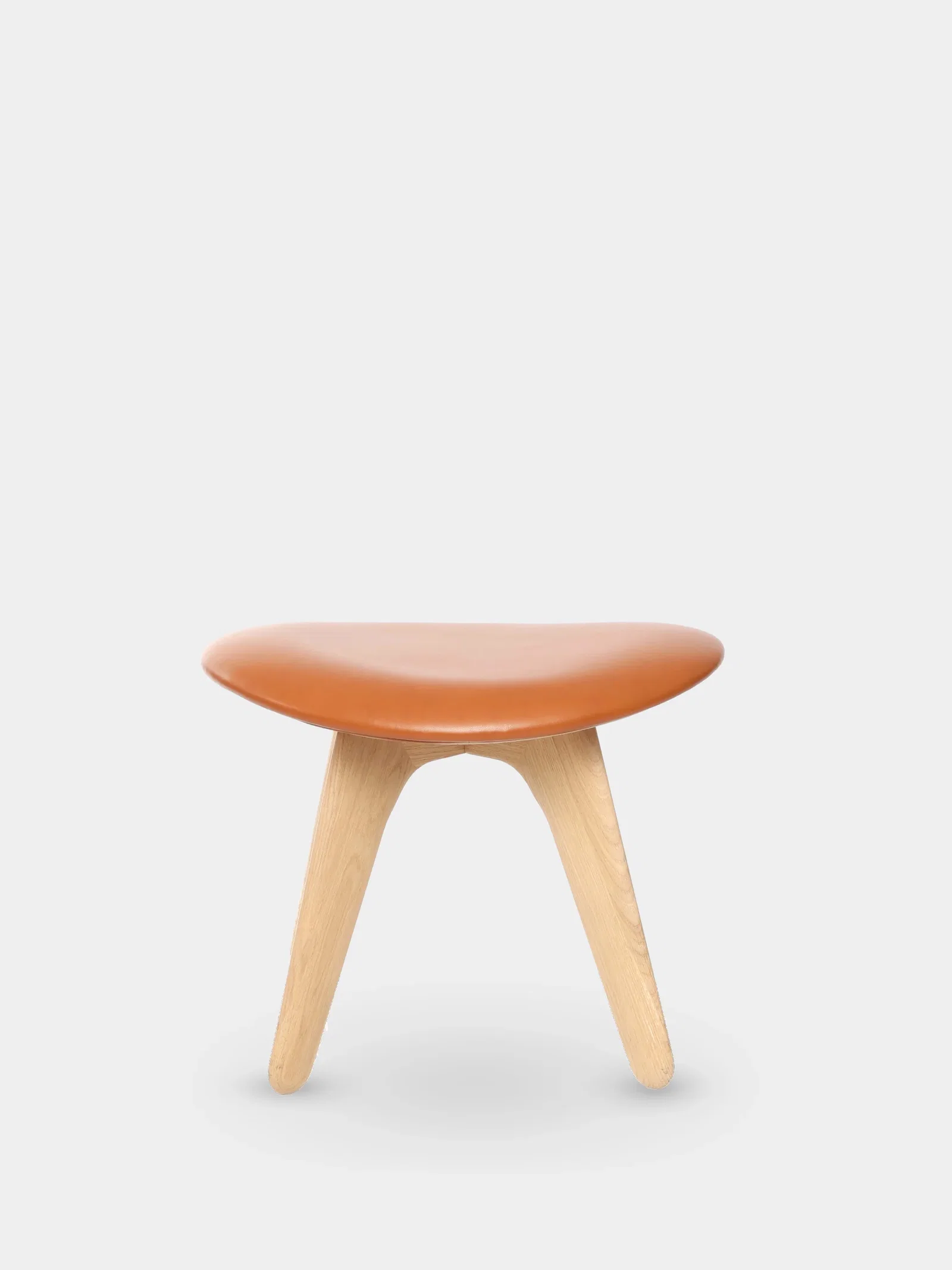 Image of Slab Ottoman | Natural Brushed Oak & Cognac Leather (US)