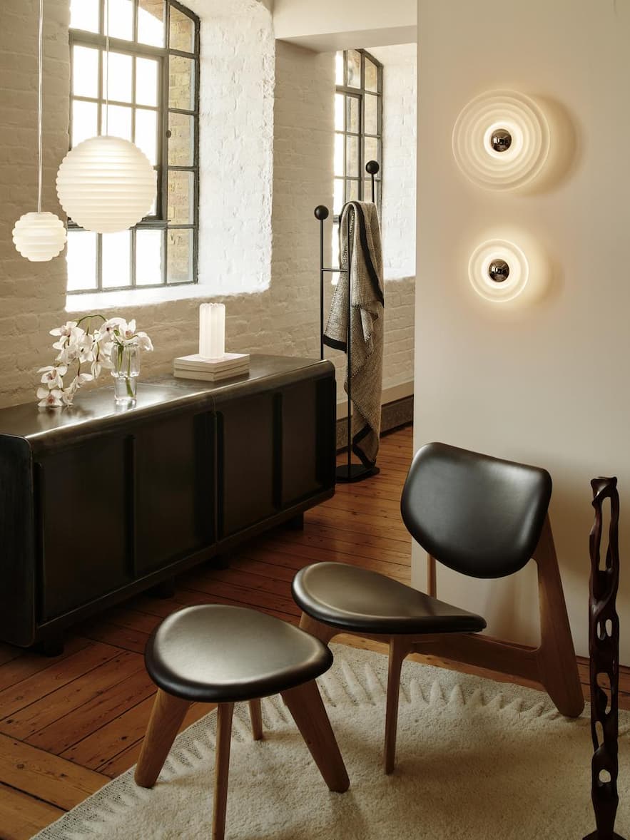 Slab Lounge Chair and Ottoman, Choko Leather