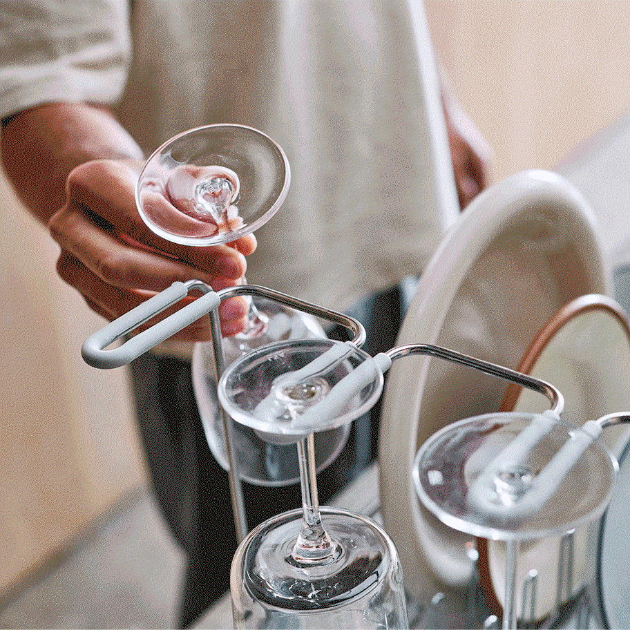 Extend™ Steel Plus Expandable Stone Dish Drainer with Wine Glass Rack