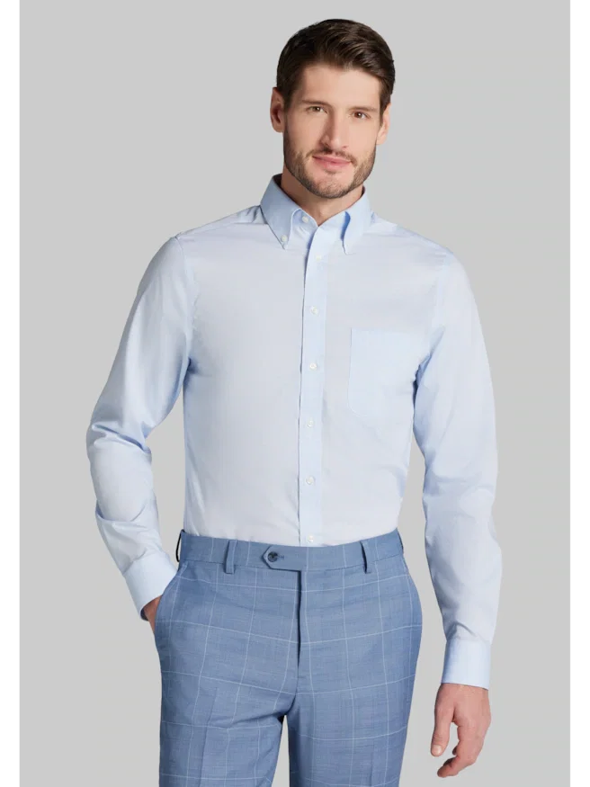 Jos. A. Bank Comfort Stretch Slim Fit Button-Down Collar Solid Dress Shirt