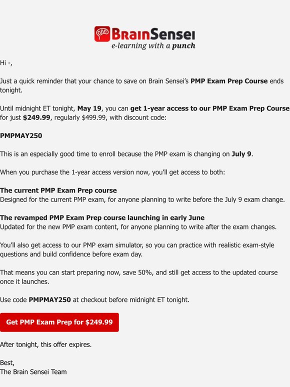 Ends Tonight: PMP Exam Prep for $249.99