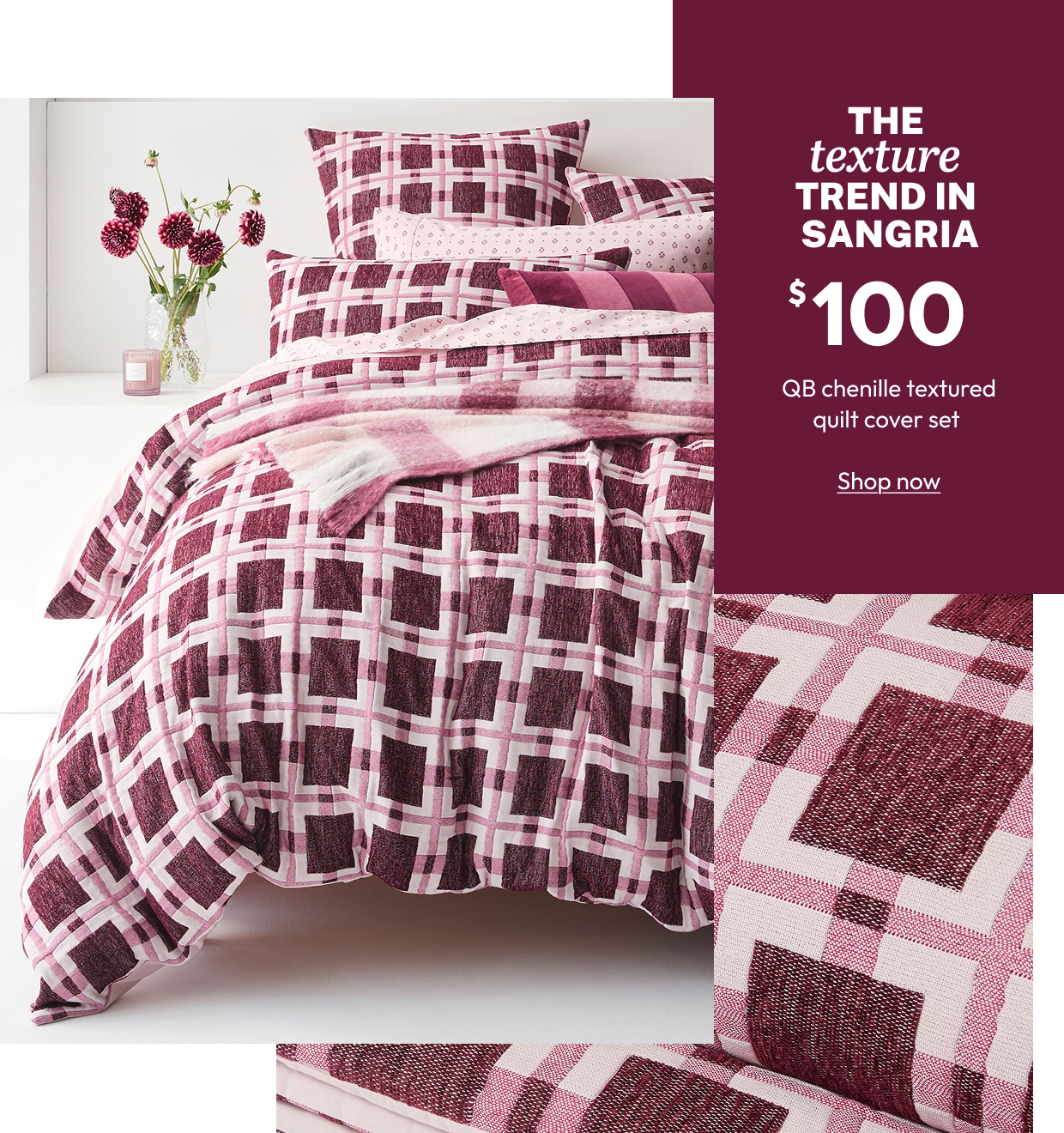 QB chenille textured quilt cover set