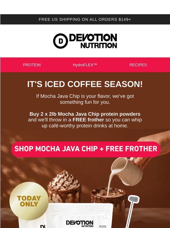 TODAY ONLY: Free frother with 2x Mocha Java Chip! 🚨