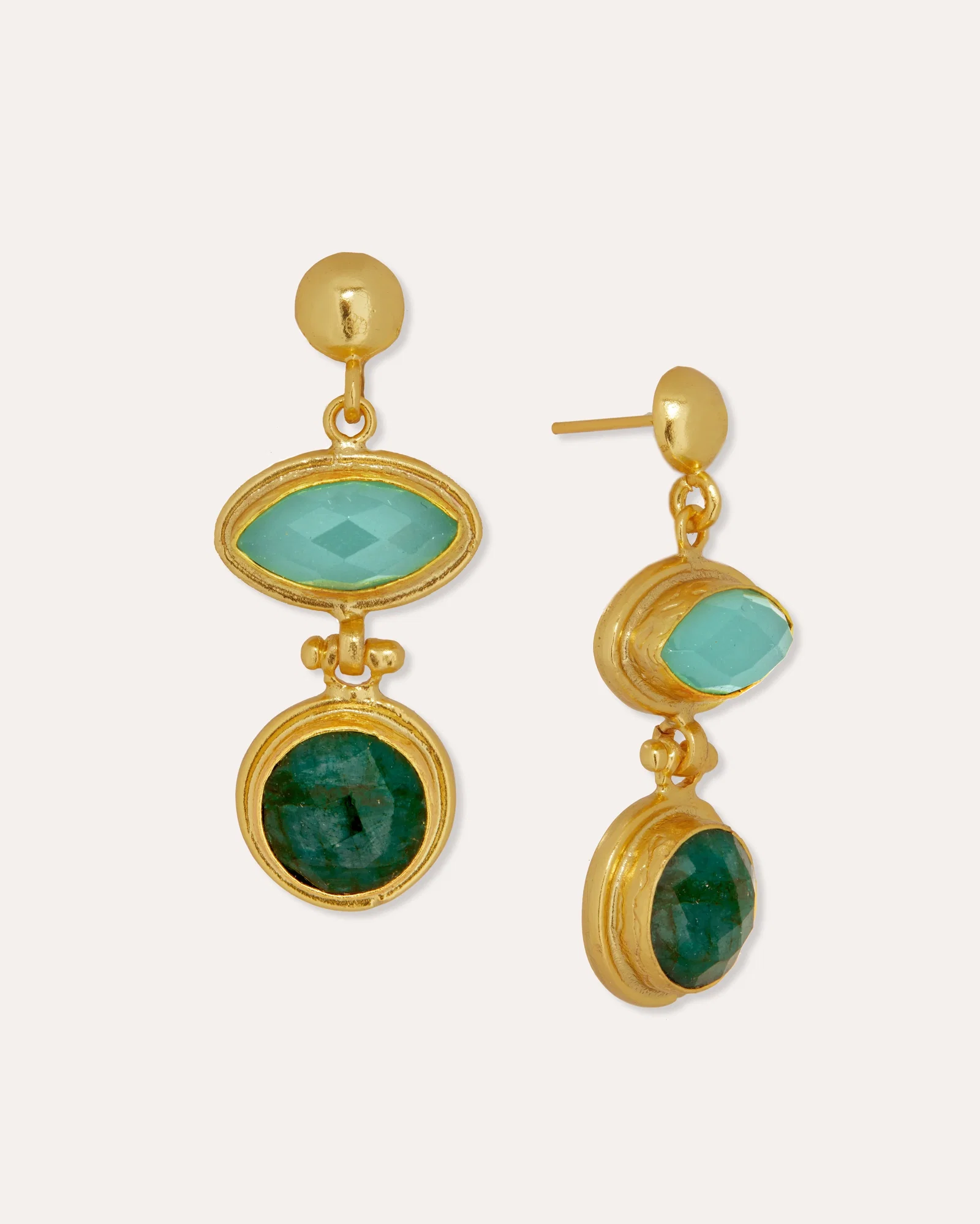 Image of Melis Aqua and Emerald Drop Earrings