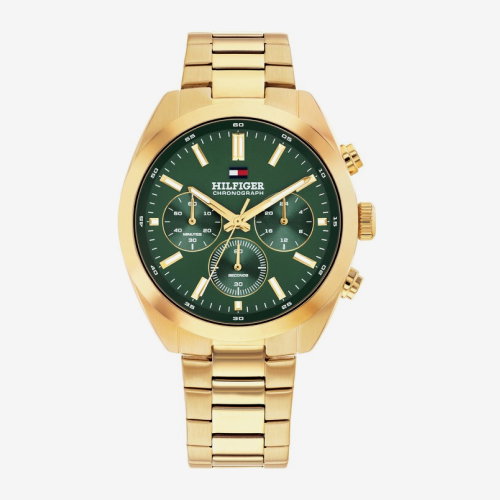 Tommy Hilfiger Hudson Men's Green Dial & Gold IP Stainless Steel Bracelet Watch