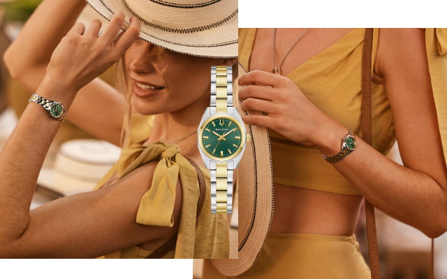 Bulova Surveyor Women's Green Dial & Two Tone Stainless Steel Bracelet Watch