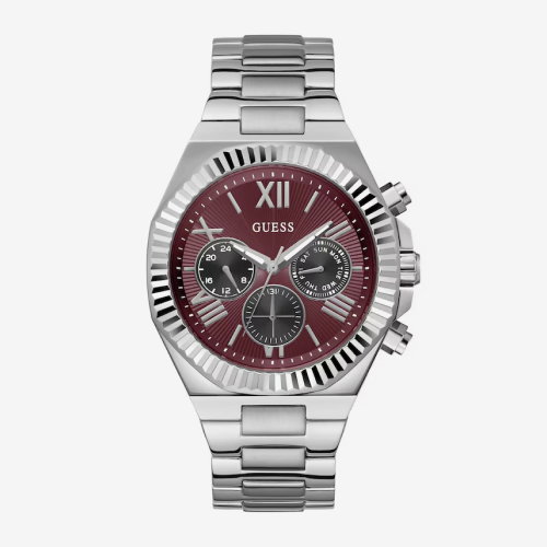 Guess Equity Men's Red Dial & Stainless Steel Bracelet Watch