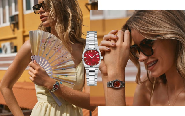 Bulova Super Seville Women's Red Dial & Silver Tone Stainless Steel Bracelet Watch