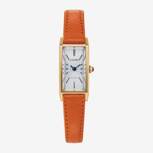 Citizen Women's Dress White Dial & Orange Leather Strap Watch