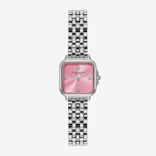 Olivia Burton Mini Grosvenor Women's Pink Dial & Stainless Steel Bracelet Watch