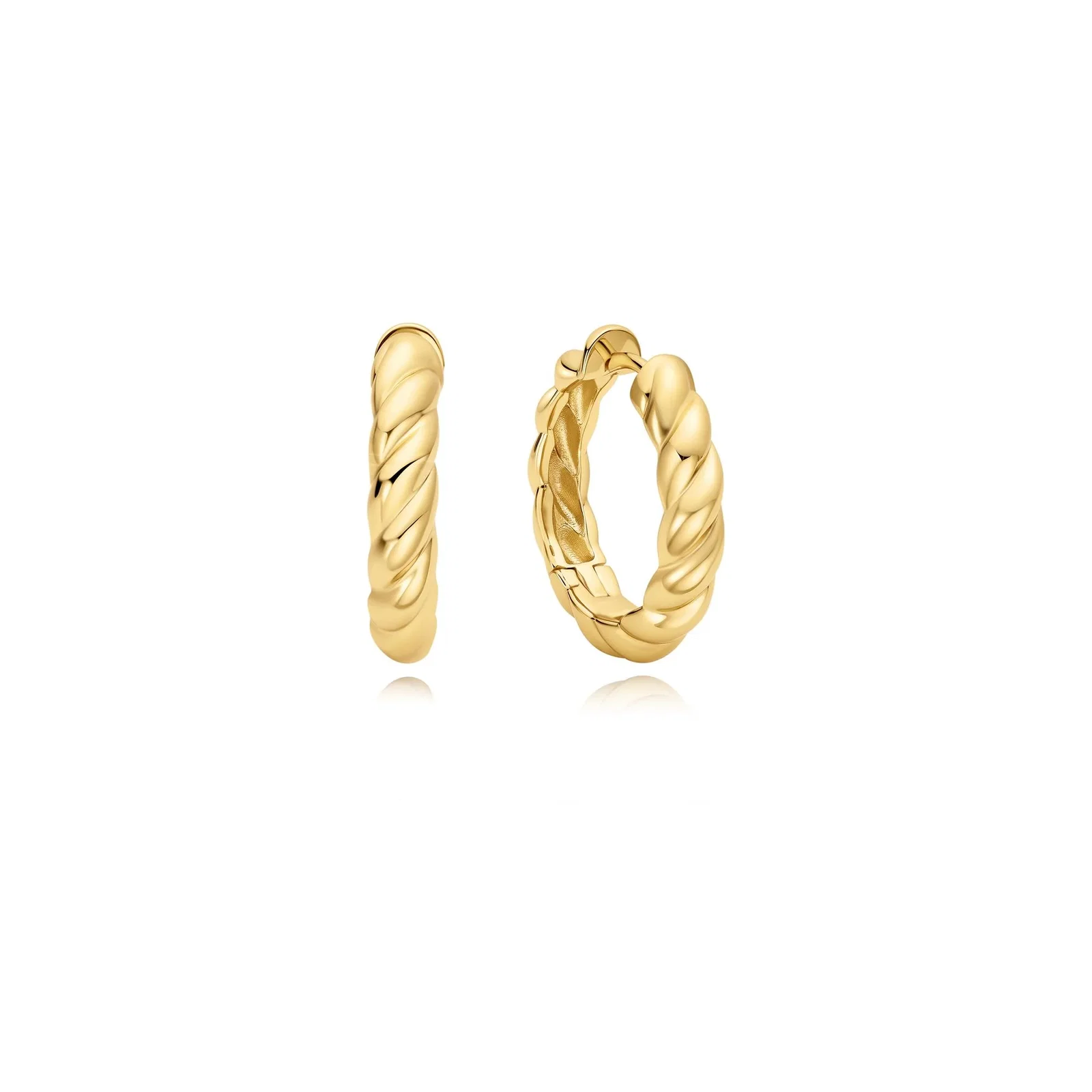 Image of Gold Twisted Huggie Hoop Earrings
