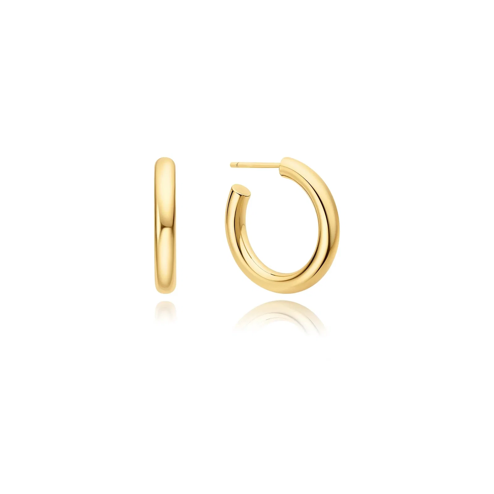 Image of Gold Classic Tube Medium Huggie Hoop Earrings