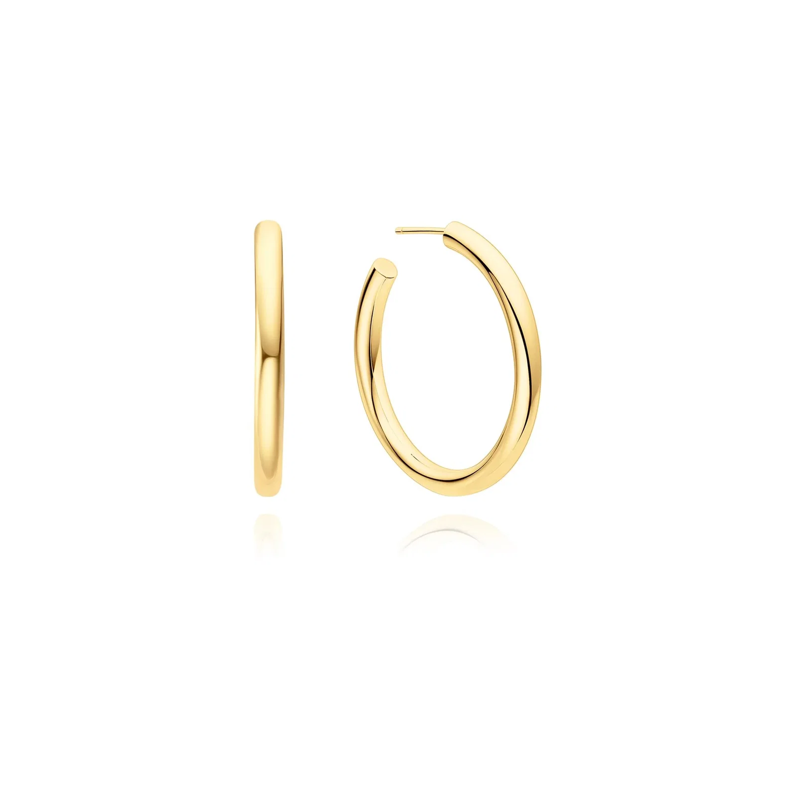 Image of Gold Classic Tube Large Hoop Earrings