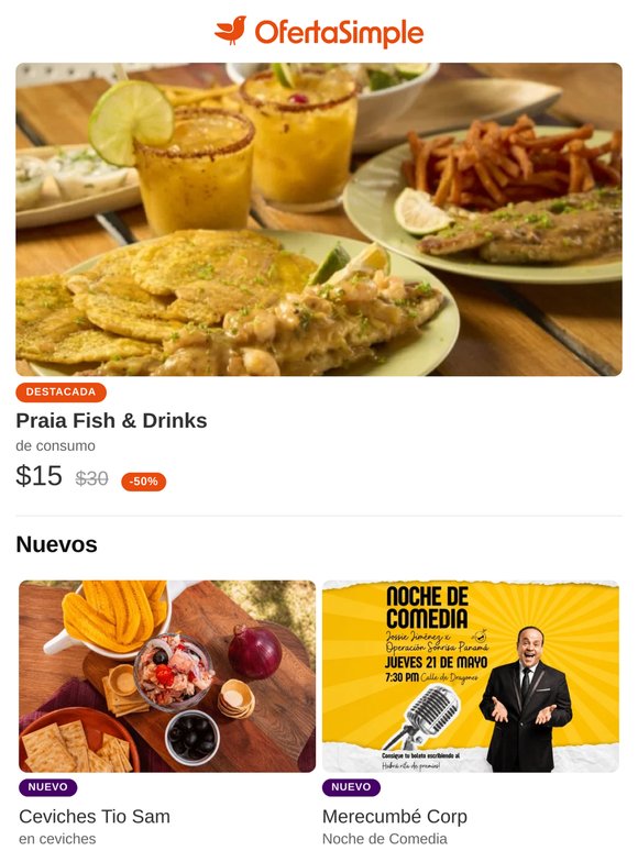 🏝️ Praia Fish & Drinks + 🦐 Ceviches Tio Sam + 😂 Merecumbé + 🍟 Patatous
