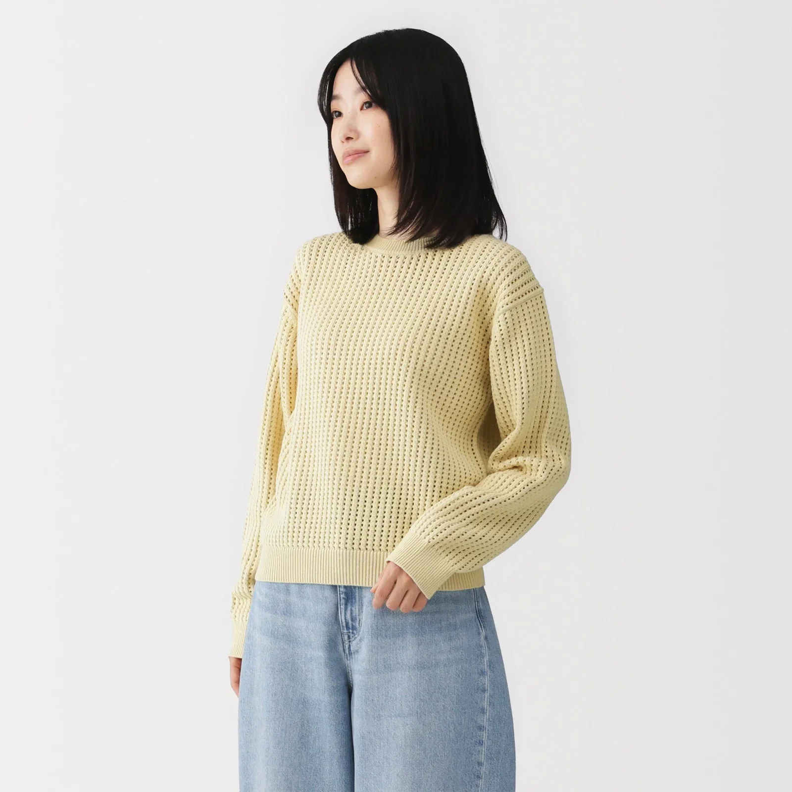 Image of Cotton Blend Mesh Sweater