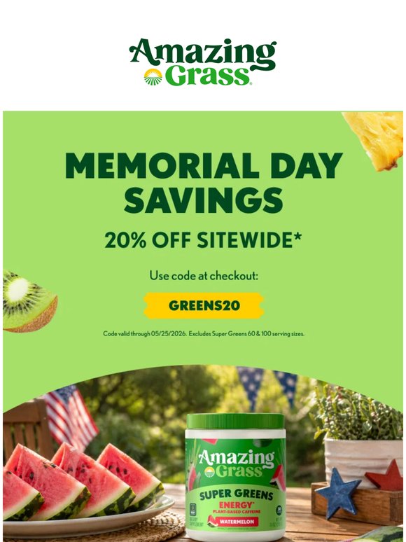 Memorial Day Savings: 20% Off Sitewide