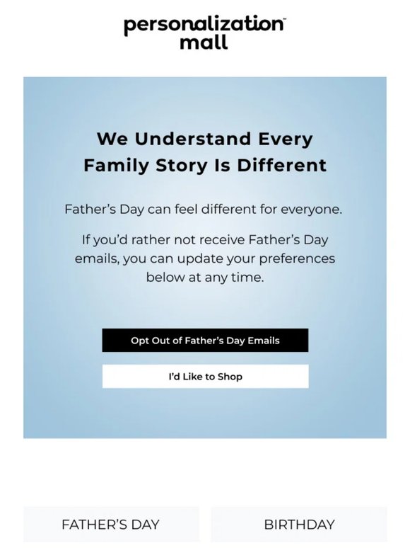 Want to skip our Father's Day emails this year?