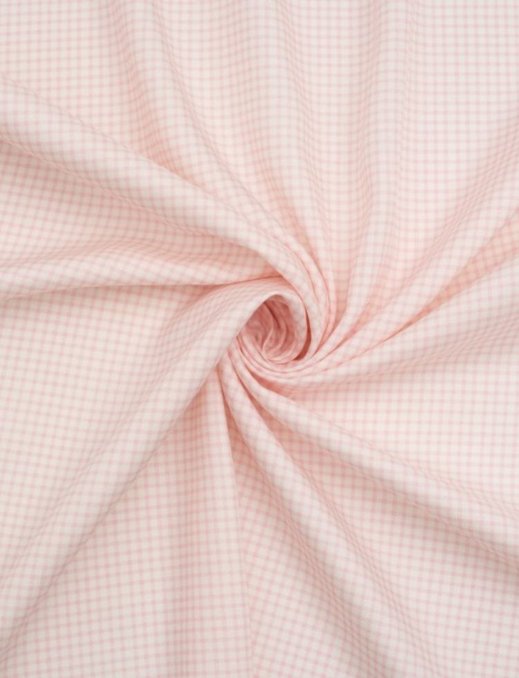 Minerva Core Range Gingham 100% Silk Shirting POD Fabric Pink & Cream