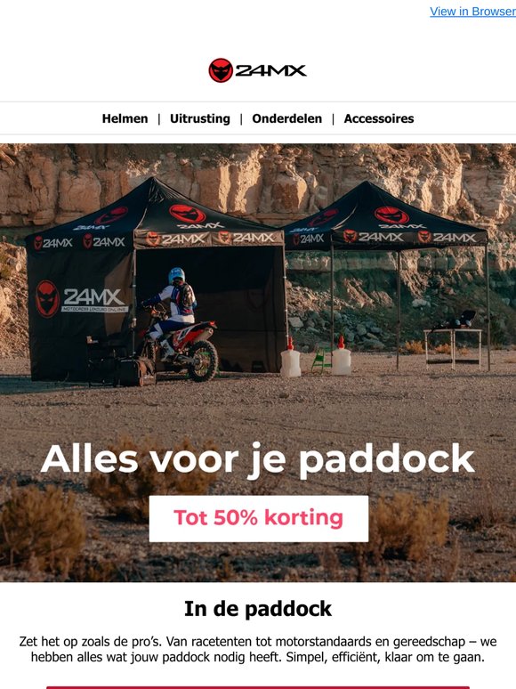 Tenten, paddockstands, gereedschap – alles op één plek