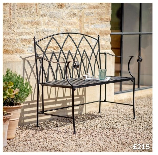 Lustleigh Matt Black Folding Garden Bench