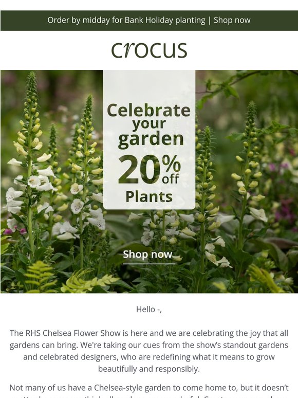 It's showtime! 20% off plants & garden 💚