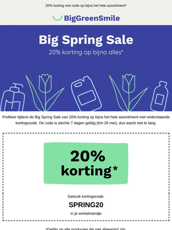 Big Spring Sale: 20% korting op bijna alles 🎫