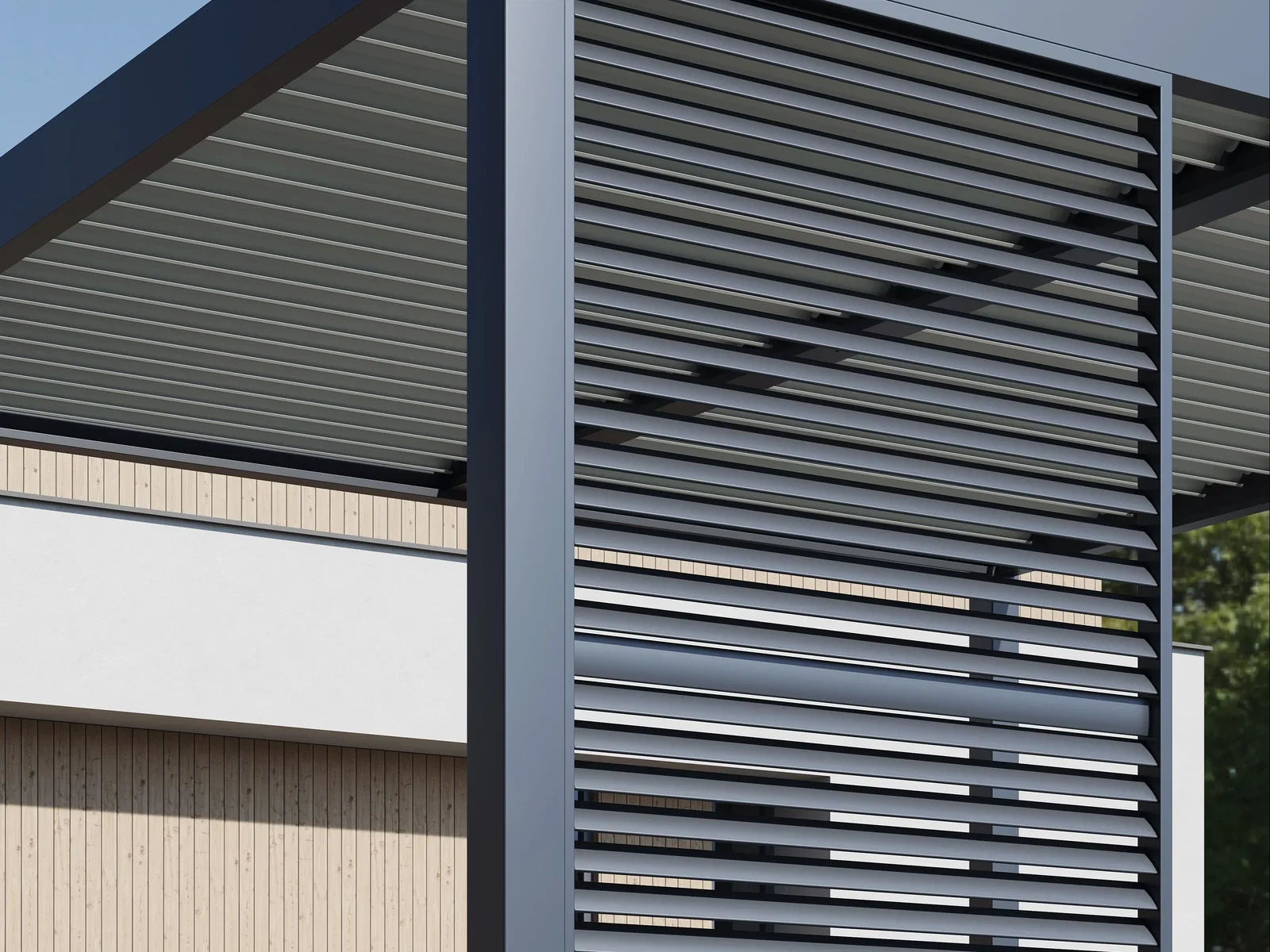 Image of Single Adjustable Shutter Panel for Louvered Pergola
