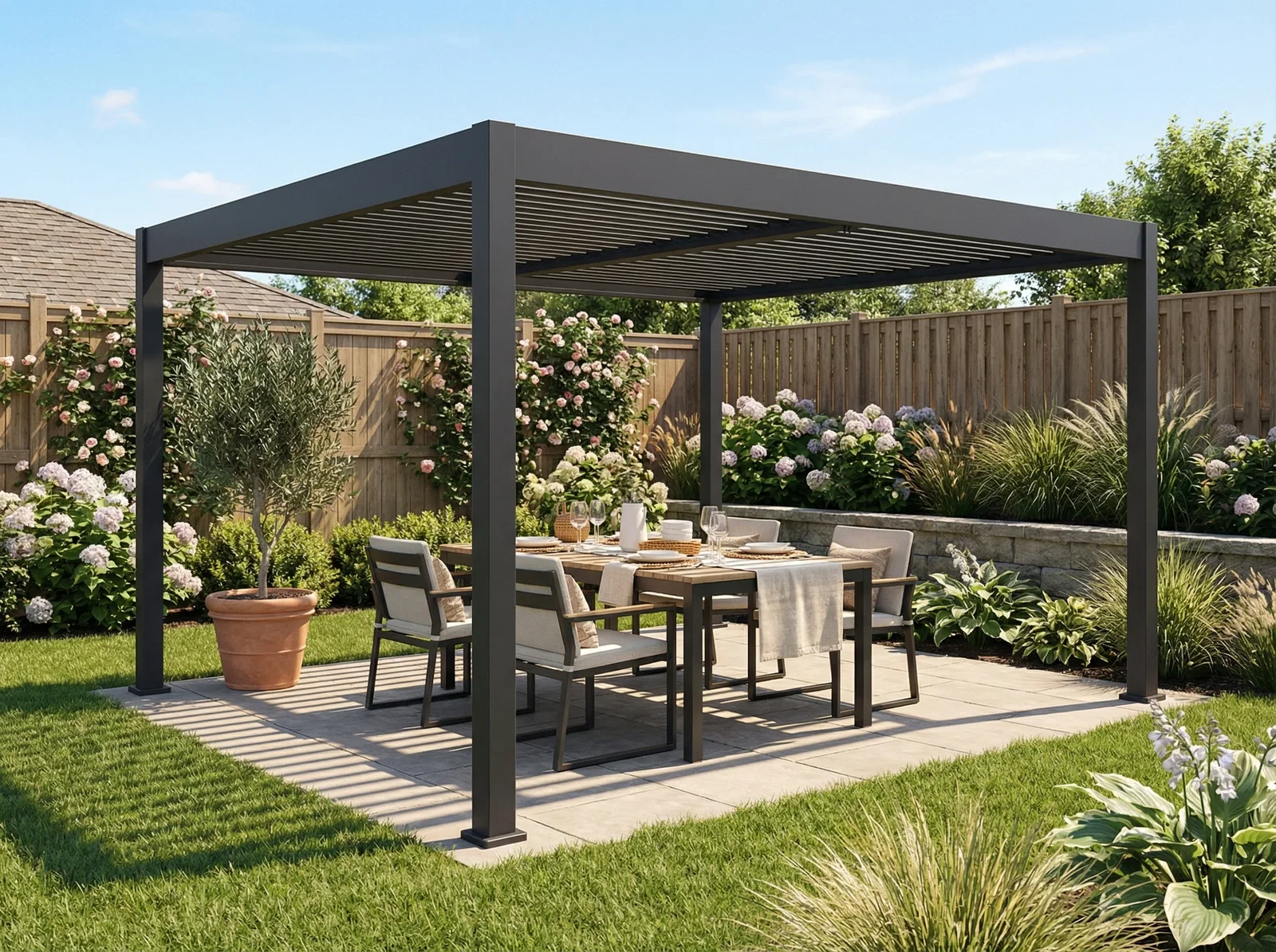 Image of Grand Tuscan Louvered Pergola