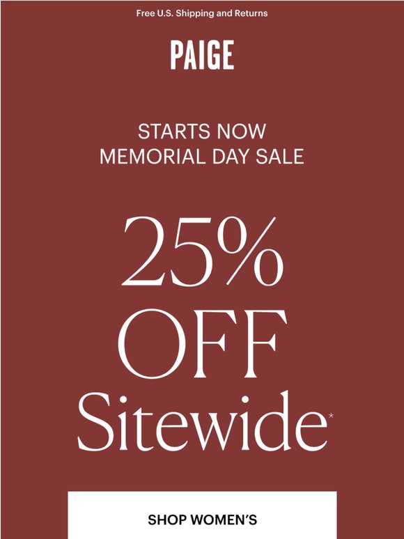 STARTING NOW: 25% OFF SITEWIDE