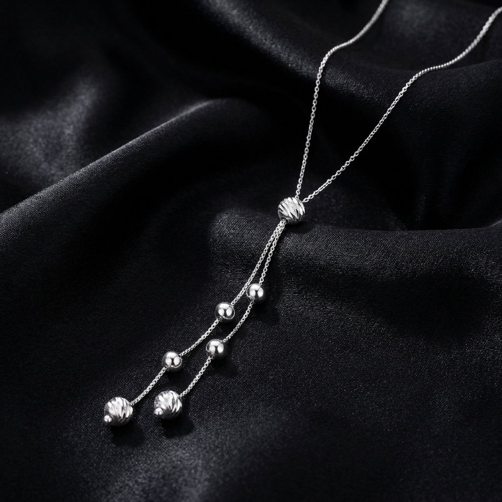Collier Argent 925 rhodié Boules ciselées