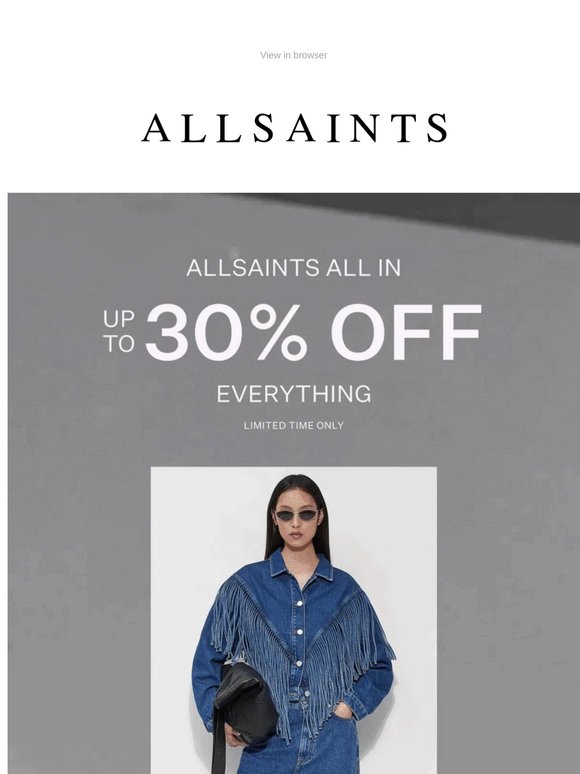 Up To 30% Off Everything – Now On