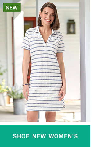 Shop New Women's. New: Women's Short-Sleeve Striped Cotton Knit Popover Dress