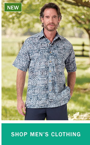 Shop Men's Clothing. New: Men's Batik Short-Sleeve Cotton Shirt