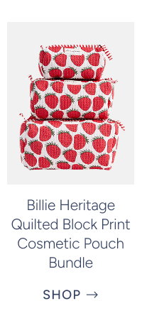 Billie Heritage Quilted Block Print Cosmetic Pouch Bundle (Set of 3)