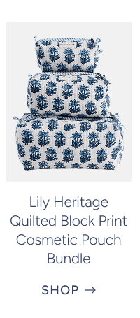 Lily Heritage Quilted Block Print Cosmetic Pouch Bundle (Set of 3)