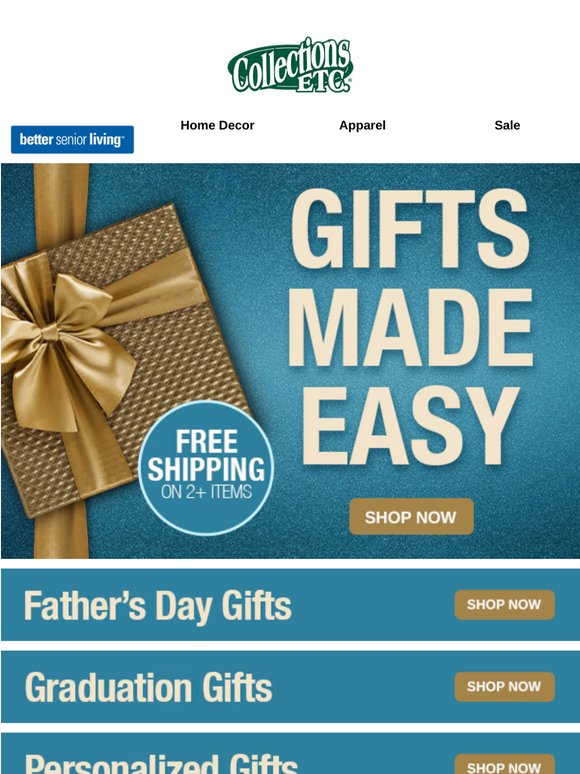 Gift Shopping Made Easy + FREE Shipping on 2+