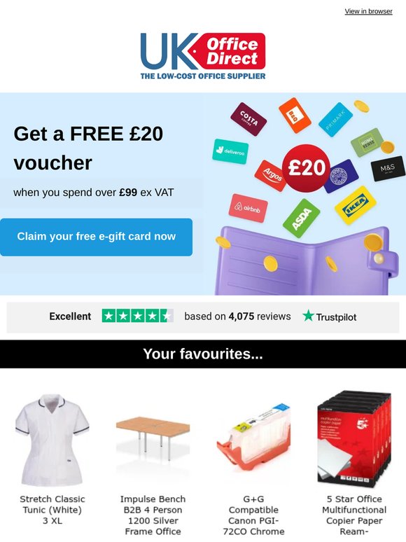 Order today and claim a free £20 eGift Card 🎁