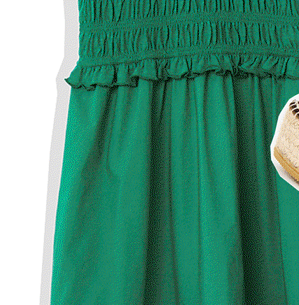 Green Shirred Bodice V-Neck Sleeveless Midi Dress