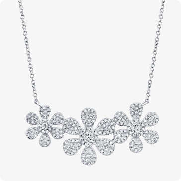 Shy Creation 0.62 ctw Diamond Flower Necklace in 14k White Gold