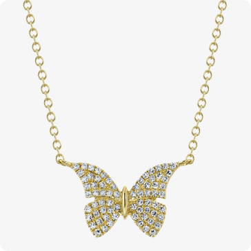 Shy Creation 15ctw. Diamond Butterfly Necklace in 14k Yellow Gold